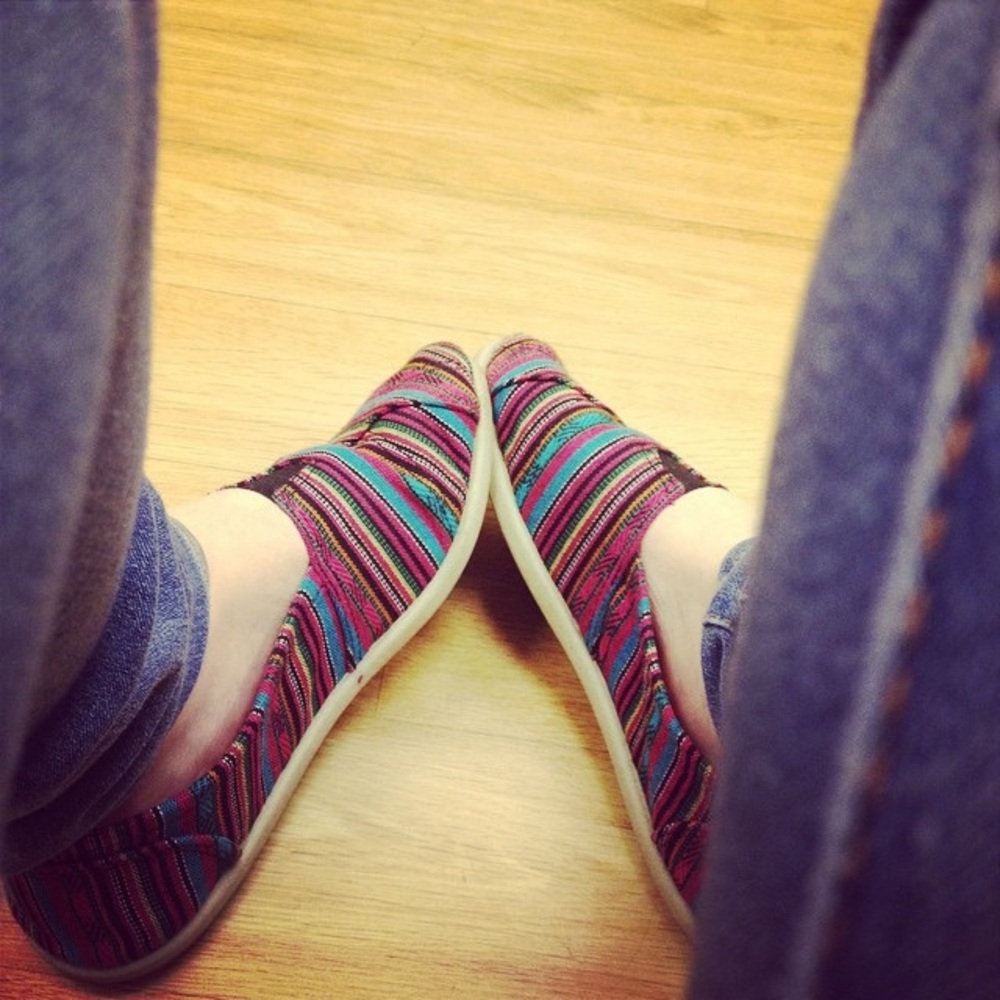 Rainbow tribal canvas slip on shoes